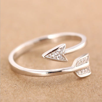 Silver Plated Arrow crystal rings - asilstores
