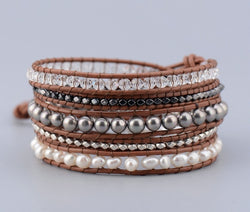 Crystal Gold  Leather Wrap Bracelets - asilstores
