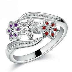Funny Design Three Color CZ Flower Ring - asilstores