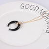 Ivory Bone Double Horn Necklace Crescent Moon - asilstores